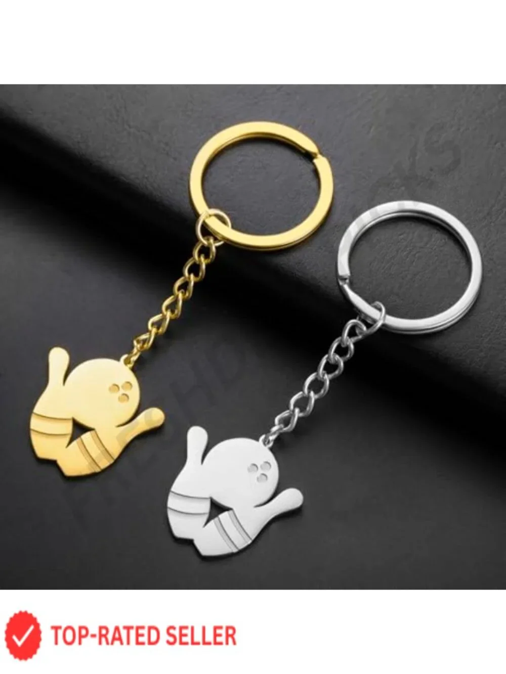 Bowling Ball Keychain Stainless Steel Purse Charm Bag Accessory Sports Party